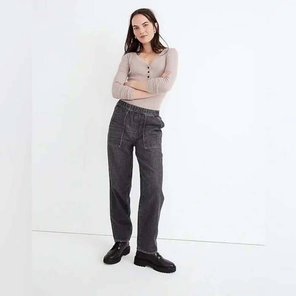 Madewell Pull-On Relaxed Jean in Chelford Wash Size S